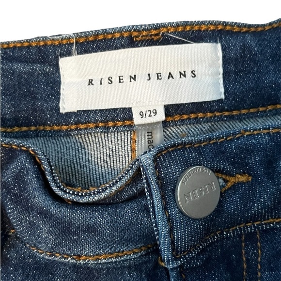 Risen Fringe Hem 9/29 Crop Medium Wash Jean Metal and rhinestone fringe at hem. - Picture 4 of 6